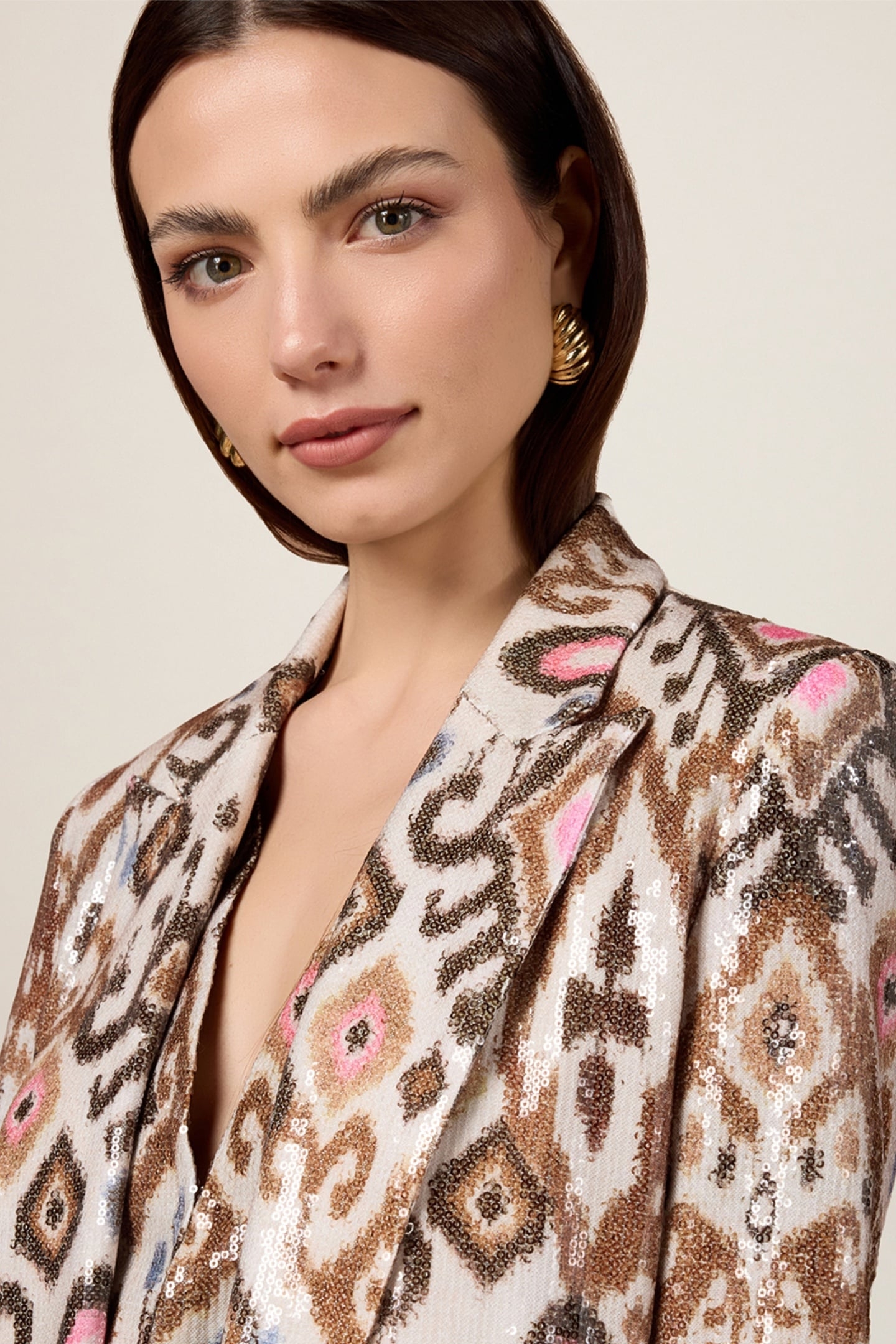 BLAZER WITH SEQUIN EMBROIDERY BEIGE 5