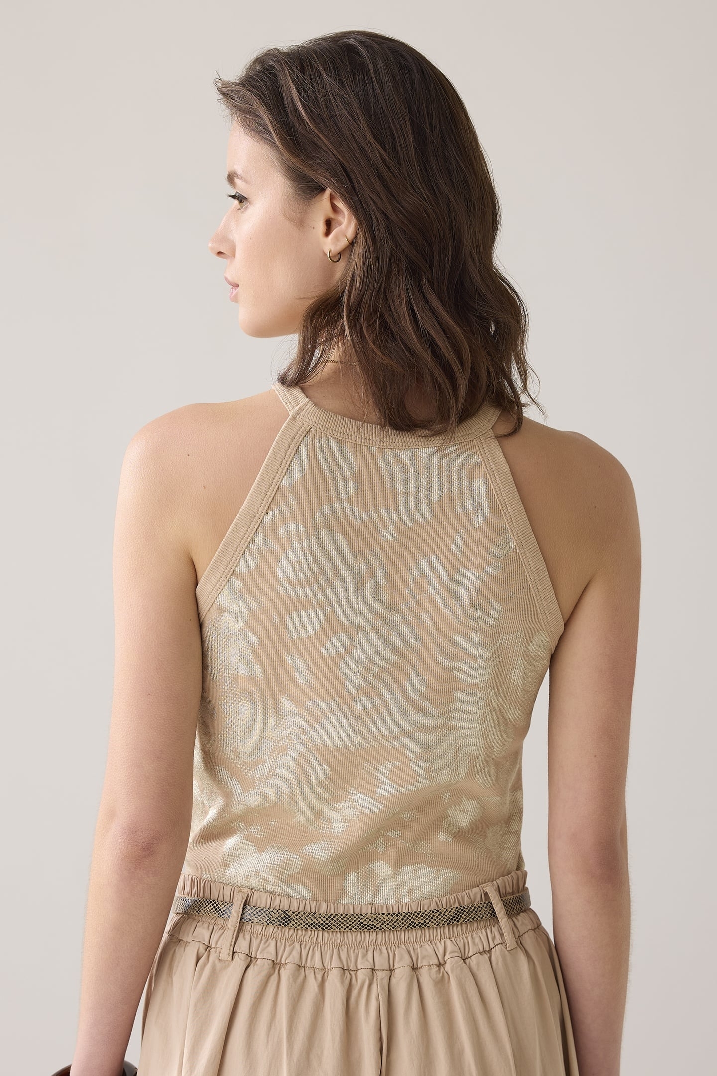 HALTER RIB TOP PRINTED SESAME 3