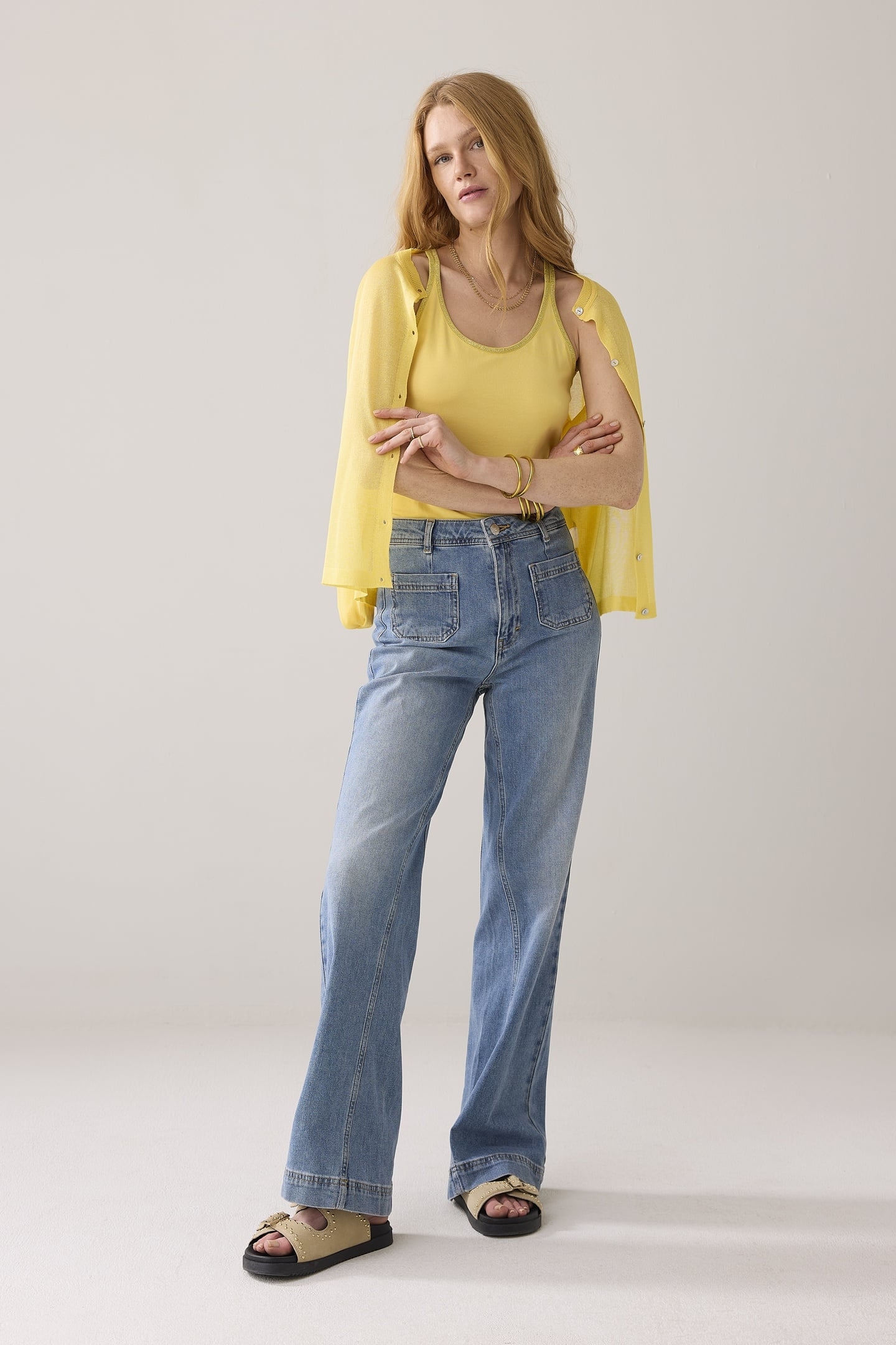 SINGLET FINE STRAP ORGANIC COTTON YELLOW 2