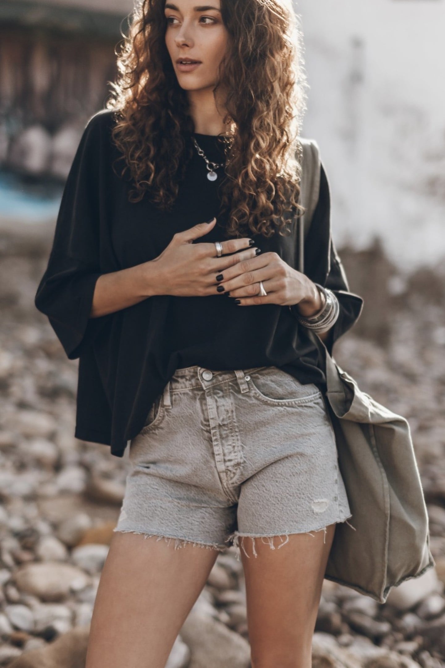 THE KHAKI FADED DENIM SHORTS GREEN 1