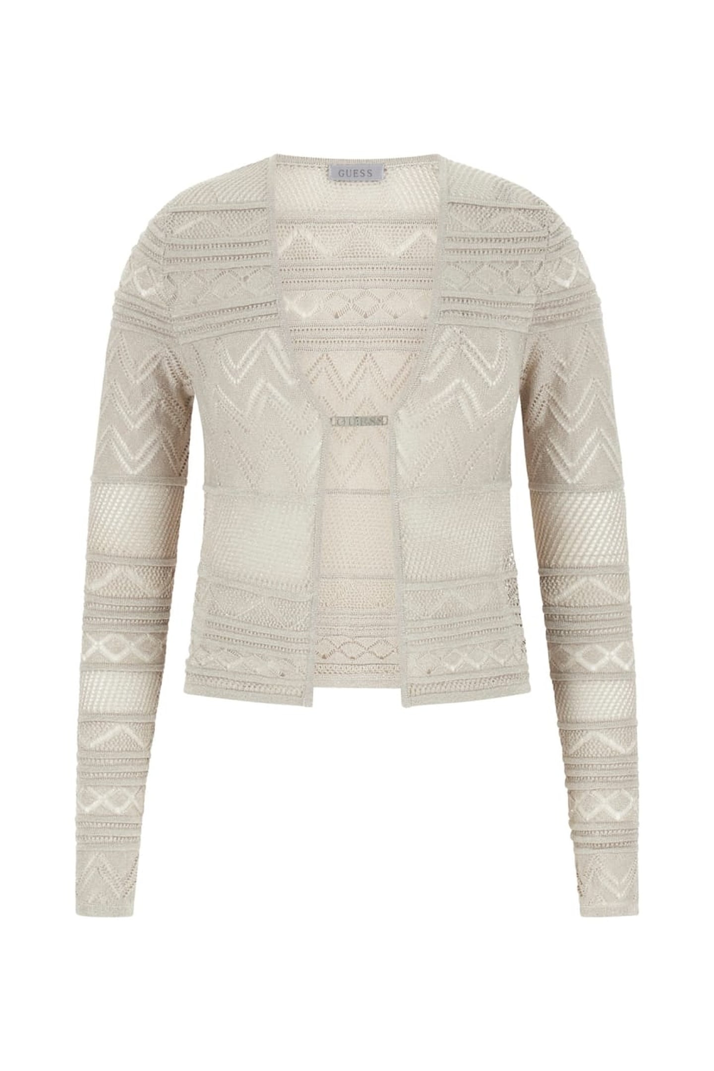GUESS ECO NELLIE LS CARDI SWTR SILVER LUREX 5