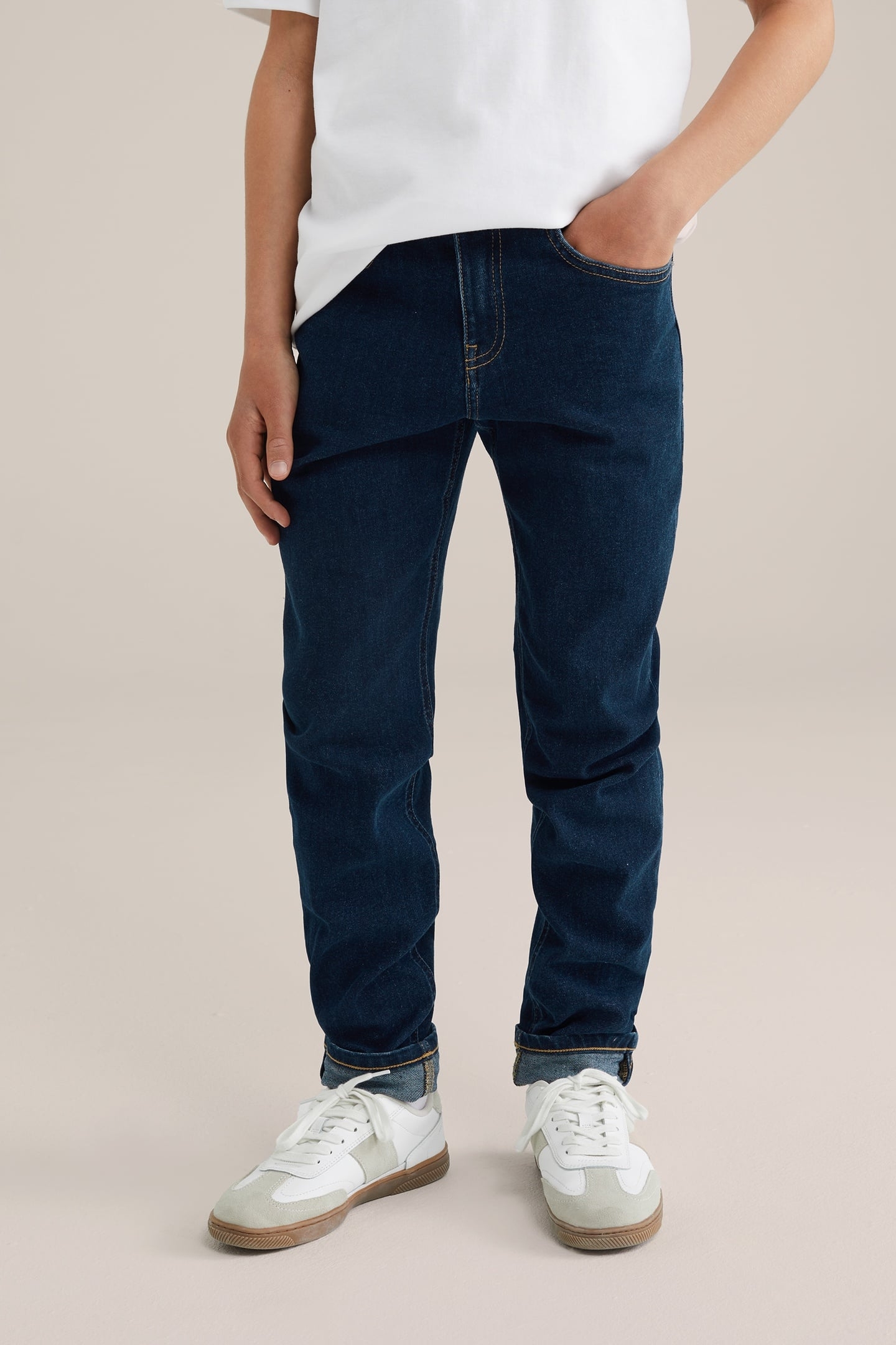 5-POCKET MID WAIST DARK BLUE 2