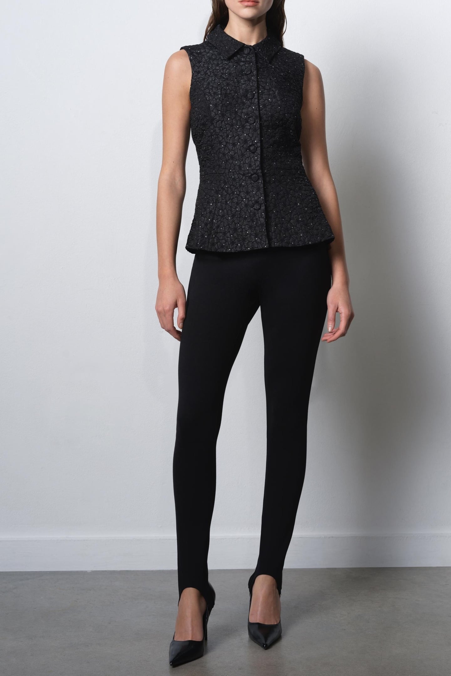 YELENA JACQUARD WAISTCOAT TOP BLACK 2