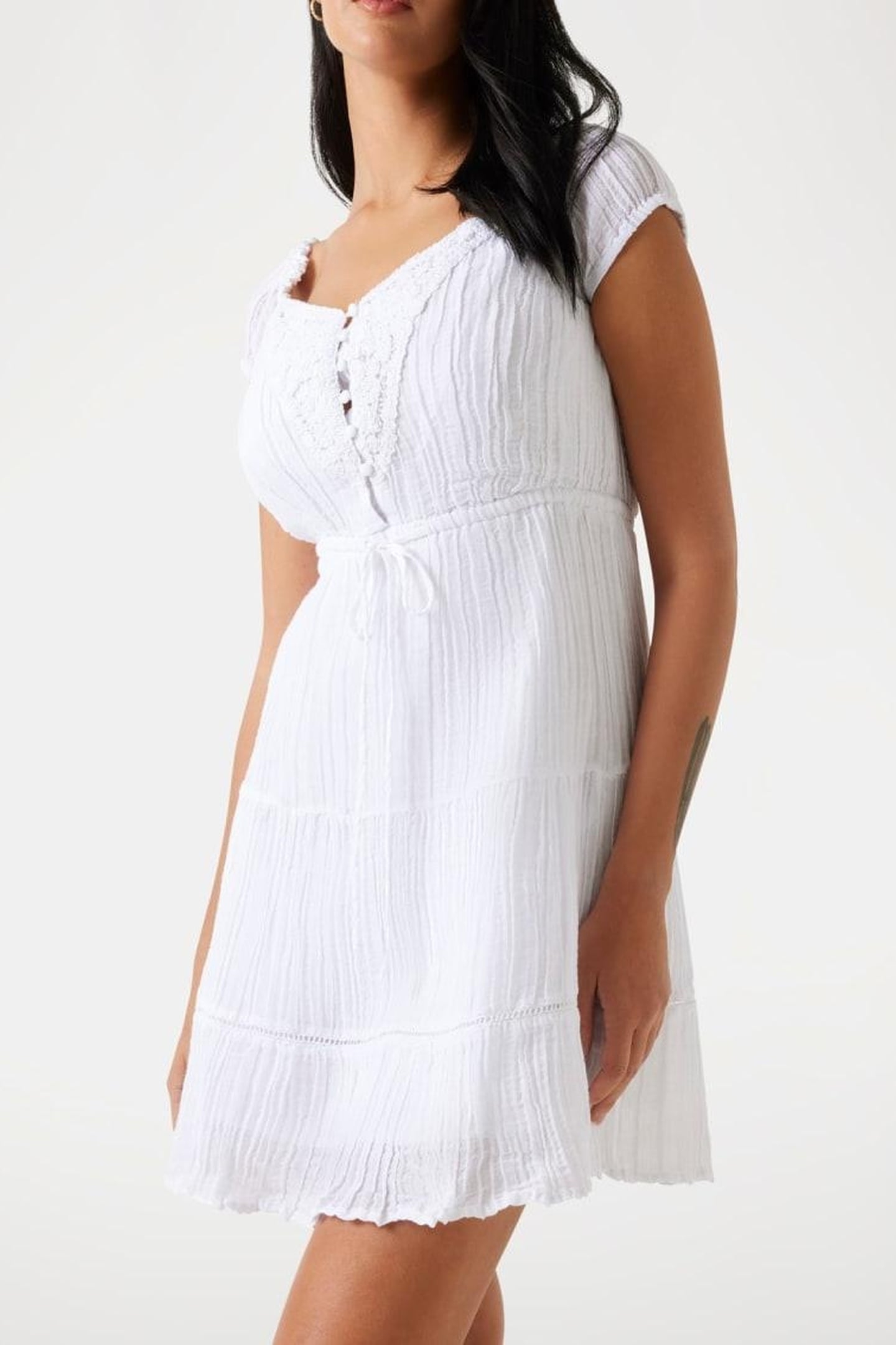 GUESS ECO SL CIEL GAUZE DRESS PURE WHITE 2