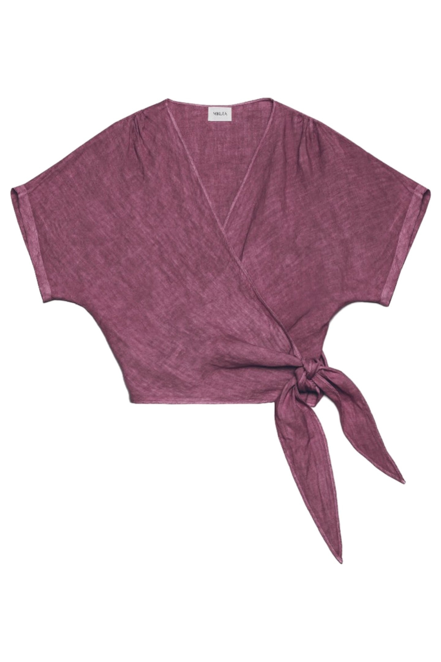THE PINK LINEN WRAP TOP PINK 1
