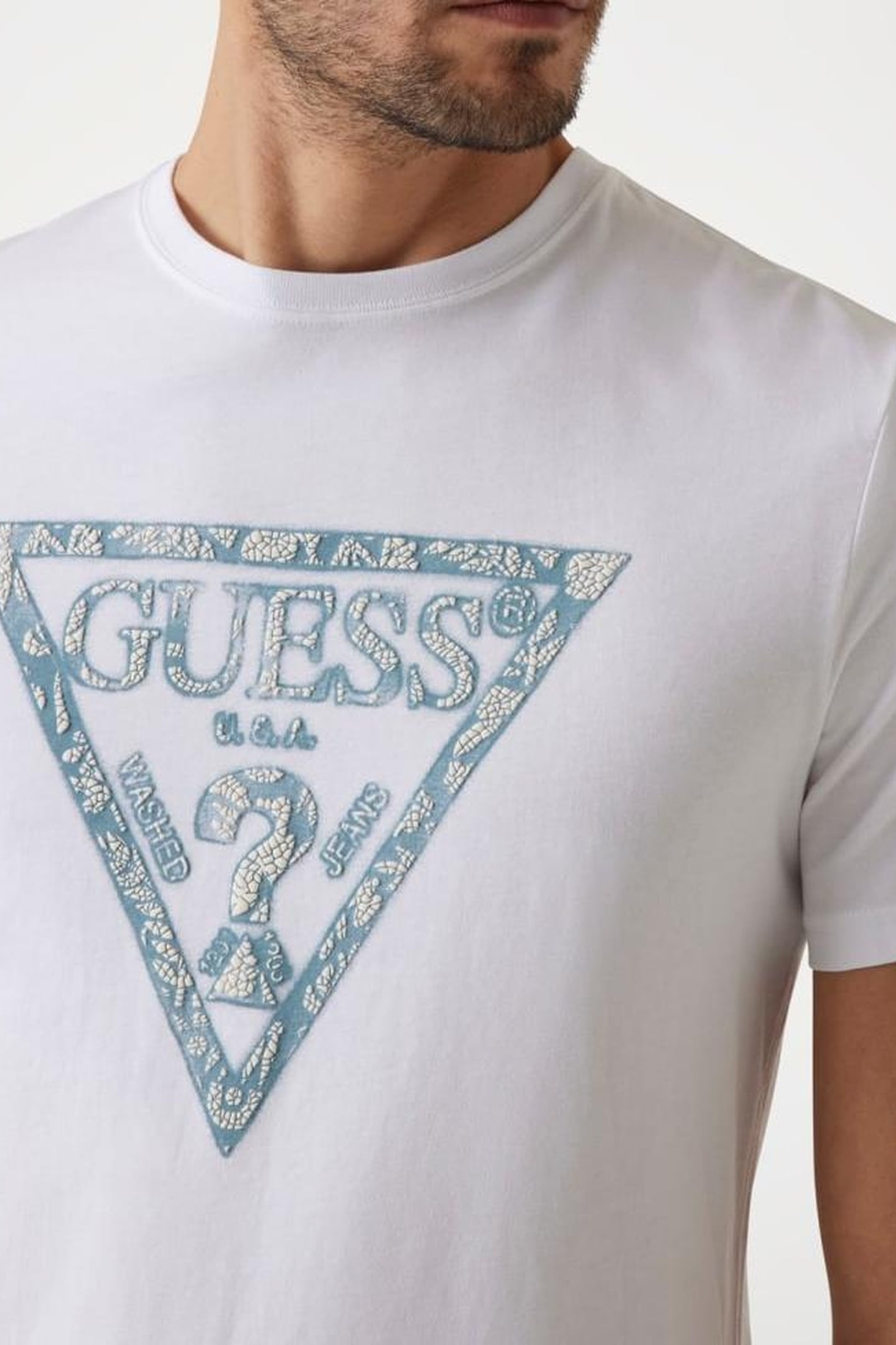 GUESS ECO SS CN TRIANGLE TEE PURE WHITE 5