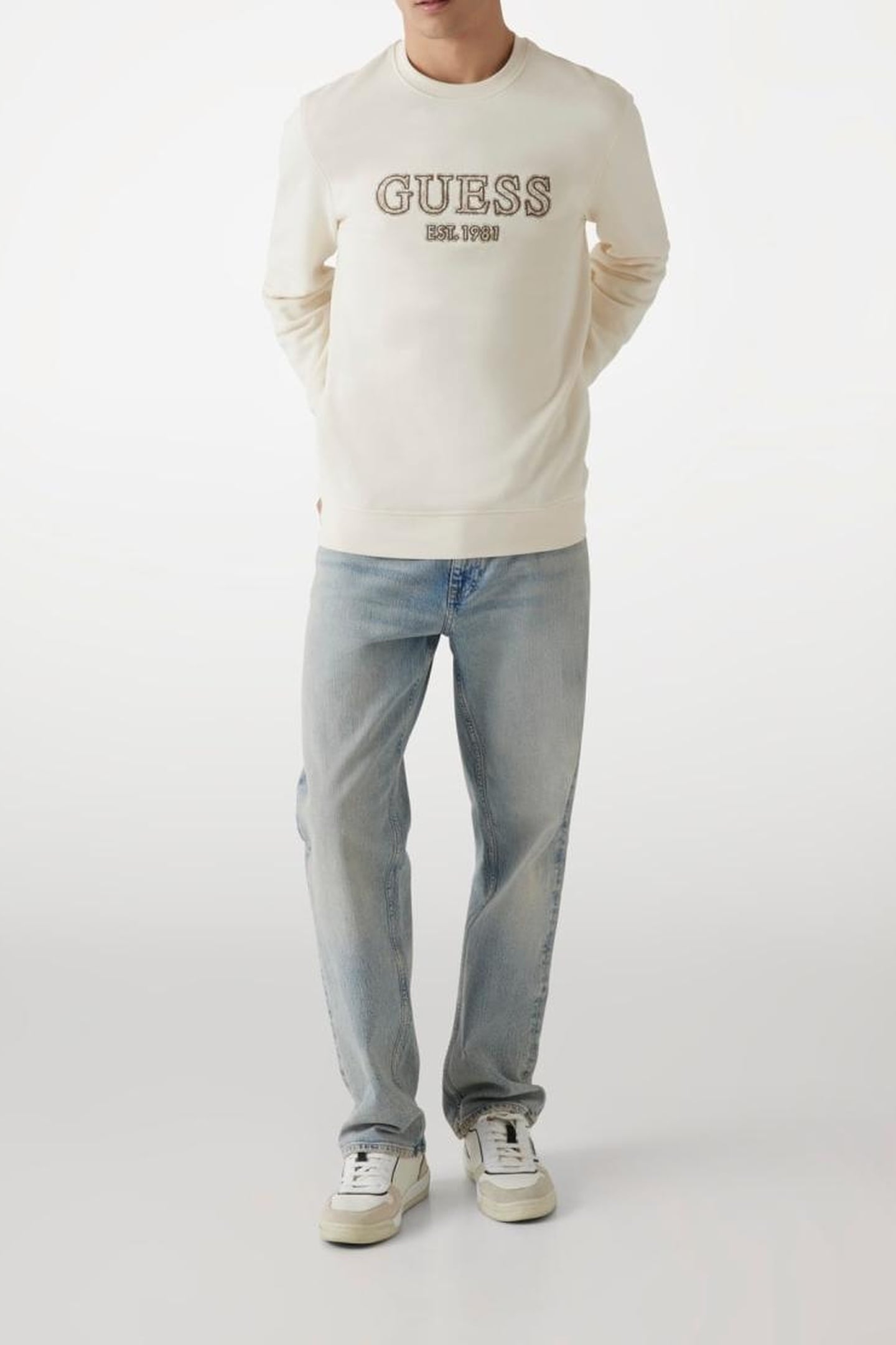 GUESS ECO CN BASIC LOGO SWEATS VANILLA CREAM 5