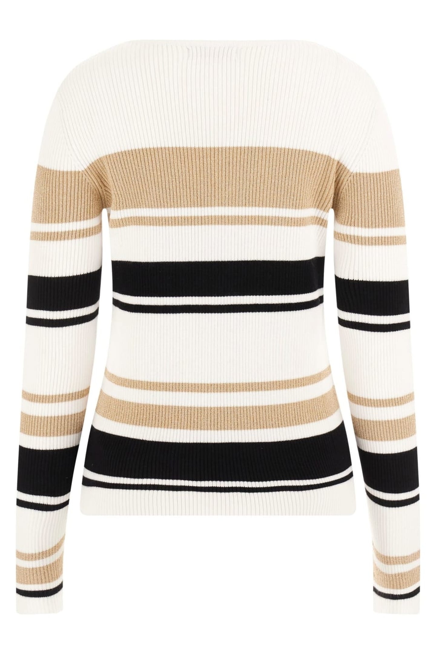 GUESS ECO EVIE STRIPED VN LS S WHITE BLACK GOLD STR 2