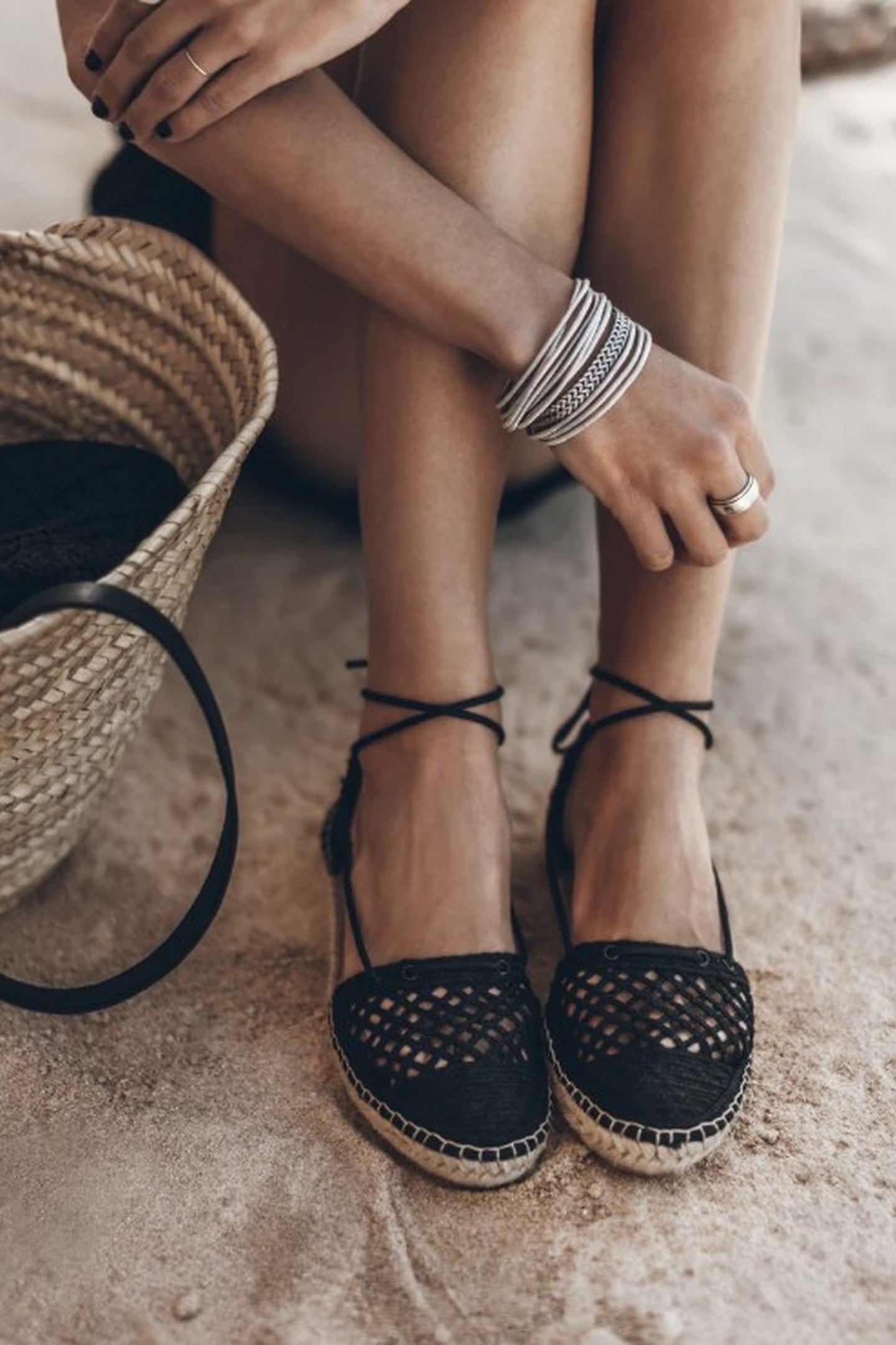 THE BLACK LACED ESPADRILLES BLACK 1