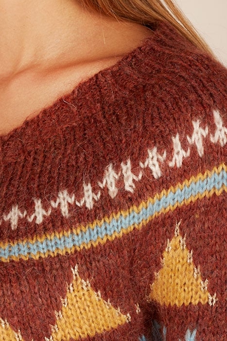 CREW NECK ROUND JACQ SWT LS BROWN 5