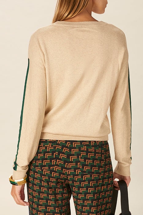 ROUNDNECK SWT STRIPED SLEEVES BROWN 3