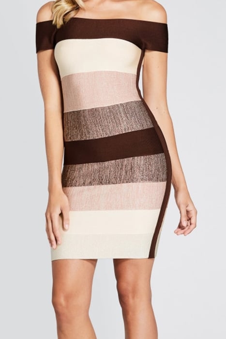 BLISSFUL OMBRE BANDAGE DRESS STRIPES ROSE 2