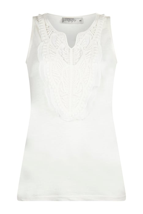 SINGLET LINEN LACE WHITE 1