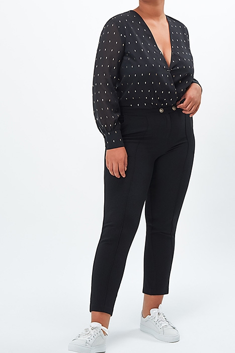 BLACK LONG JUMPSUIT + BLACK AND GOLD BLOUSE 1