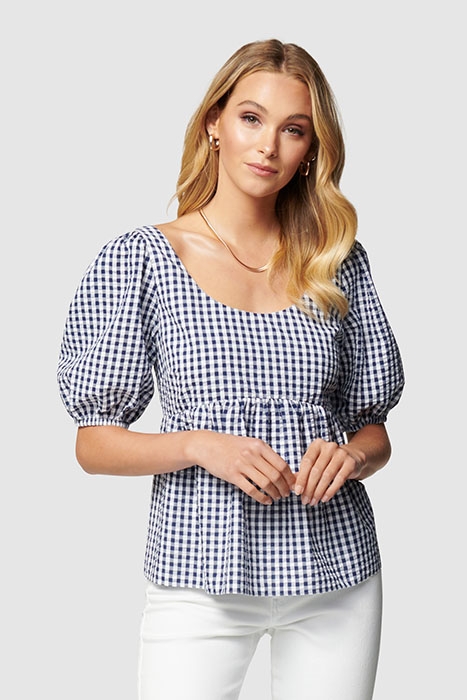 YASMINA PUFF SLEEVE BABYDOLL BLOUSE GINGHAM 2