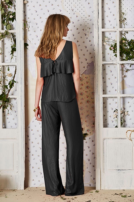 LAMINATED CHIFFON TROUSERS NEGRO 2