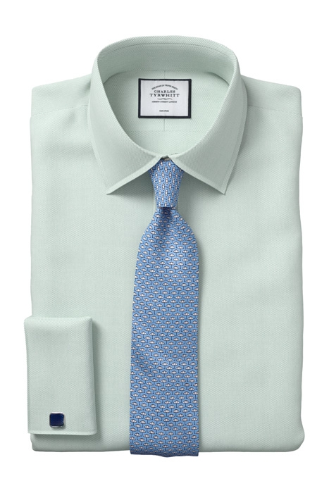 SF GREEN CLASSIC COLLAR NON-IRON MICRO DIAMOND SHIRT 6
