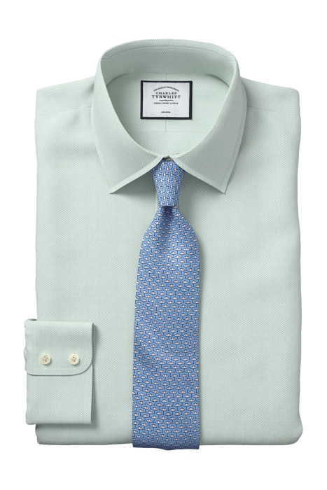 SF GREEN CLASSIC COLLAR NON-IRON MICRO DIAMOND SHIRT 2