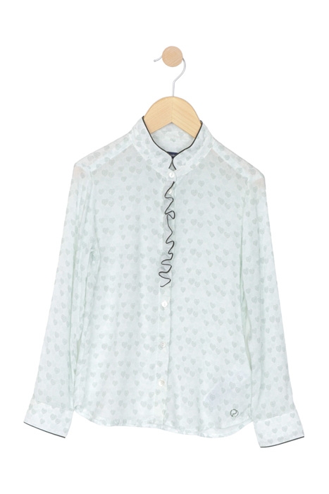 SHIRT LS RUCHE + CONTR PIPING GREEN 1