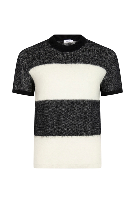 M. KNITTED STRIPE TEE BLACK/WHIT 1