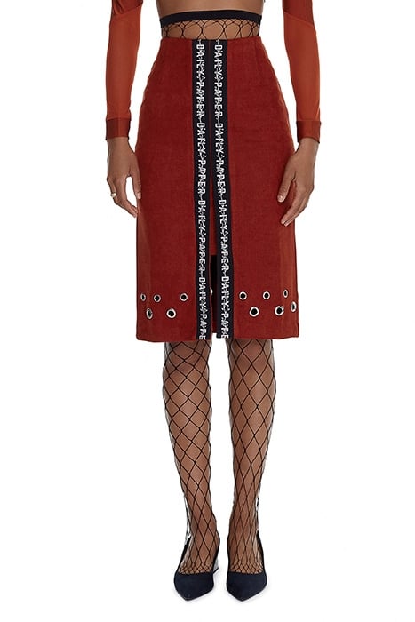 RUSTY RED MAXIME EYELET SKIRT 1