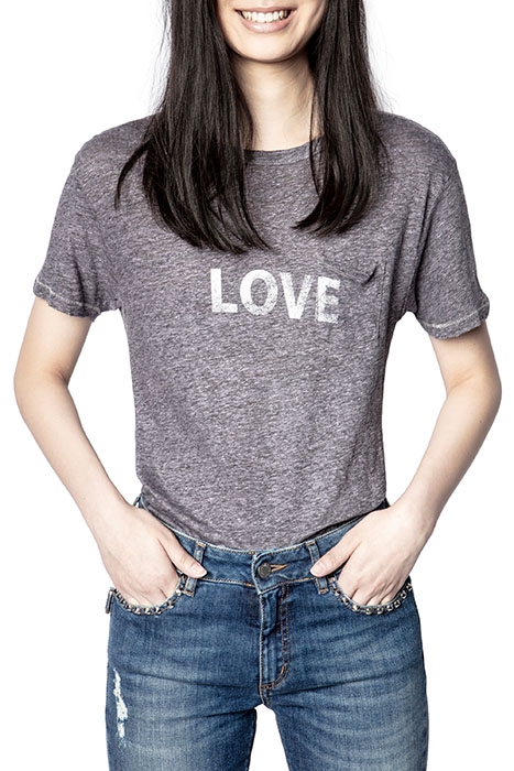 AMBER WORD LINEN T-SHIRT BLUEBERRY 2