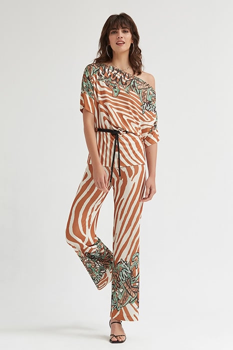 GRAFFITI PRINT KNIT TOP BROWN 1