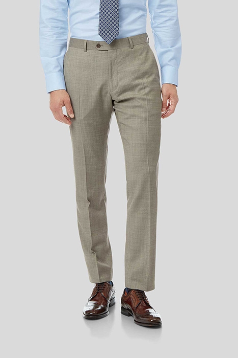 STONE SLIM FIT TEXTURED SUIT TROUSERS NEUTRAL 1