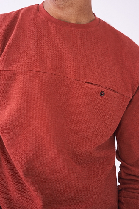 MILTON ZIG ZAG WAFFLE TEE MID ORANGE 3