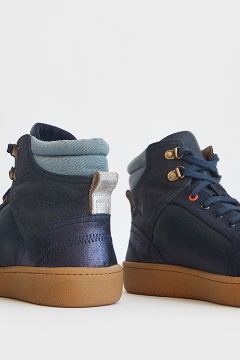 LEATHER AND SUEDE HIGH TOP T NAVY 5