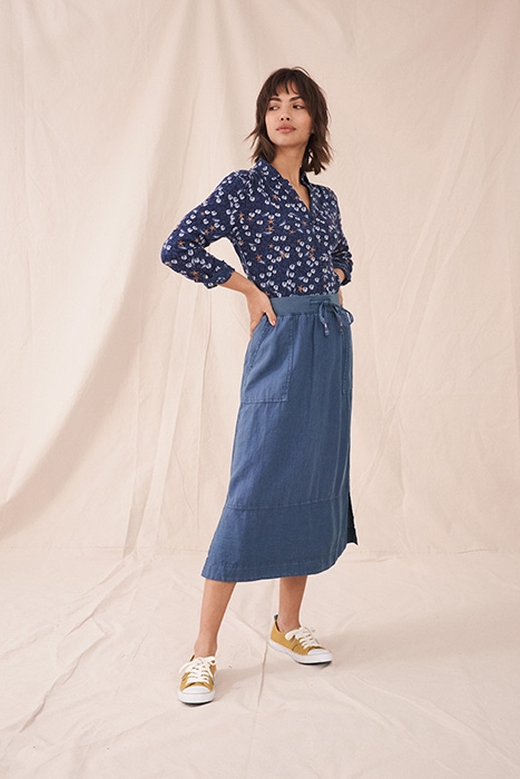 EFFIE LINEN SKIRT BLUE 3