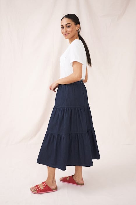 MIA TIERED DENIM MINI SKIRT DK DENIM 2