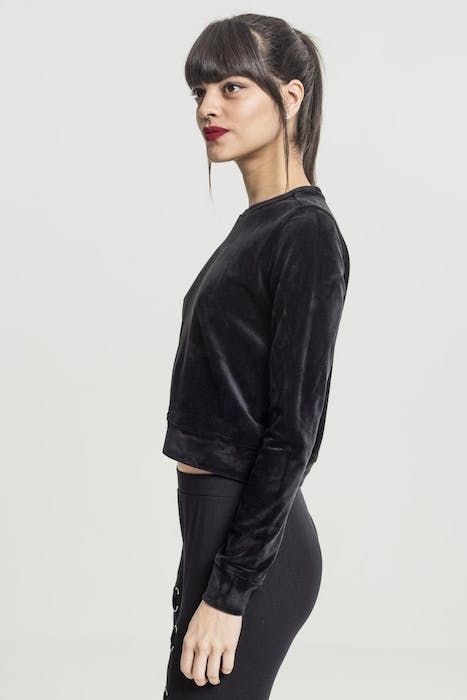 LADIES SHORT VELVET CREW BLACK 6