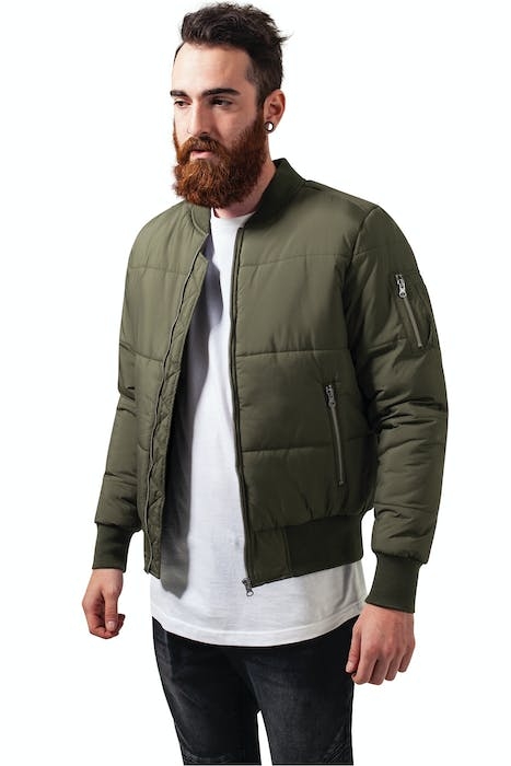 BASIC QUILT BOMBER JACKET OLIVE 2