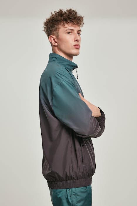 GRADIENT PULL OVER JACKET BLACK/BOTTLEGREEN 5