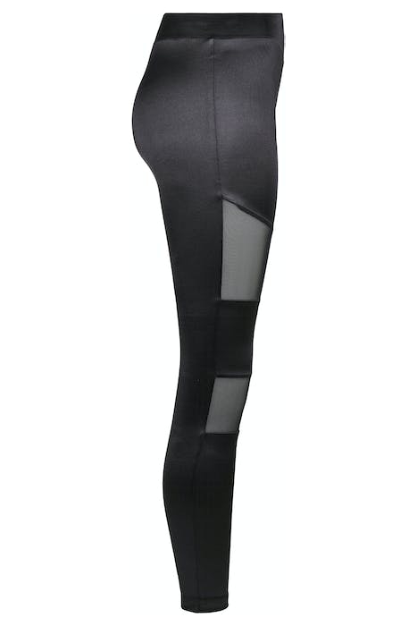 LADIES SHINY TECH MESH LEGGINGS BLACK 7