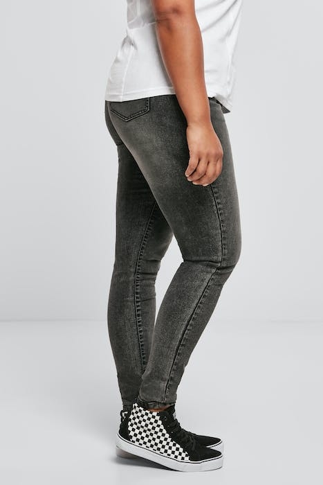 LADIES HIGH WAIST SKINNY JEANS BLACK STONE WASHED 5