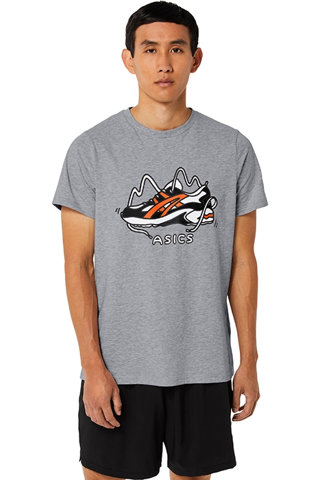 SHOE TEE GRAPHIC MID GREY HEATHER/ SHOCKING ORANGE 1