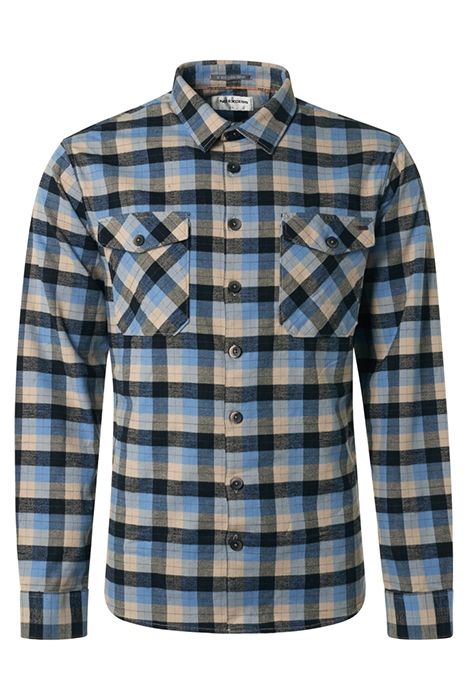 SHIRT STRETCH CHECK RESPONSIBLE CHOICE COTTON DUSTY BLUE 1