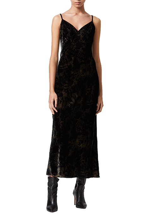 KELSIE PEACE DRESS BLACK/KHAKI GREEN 3