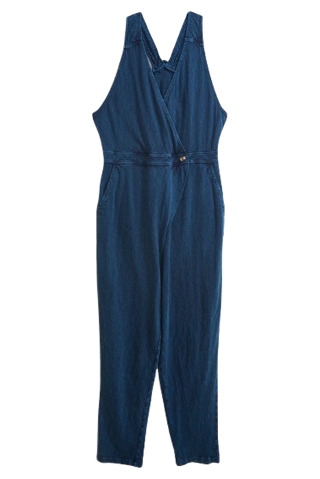 PLEAT FRONT JERSEY DUNGAREE MID DENIM 1
