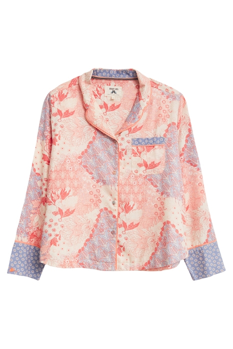NINA WOVEN PJ SHIRT CORAL PRINT 1