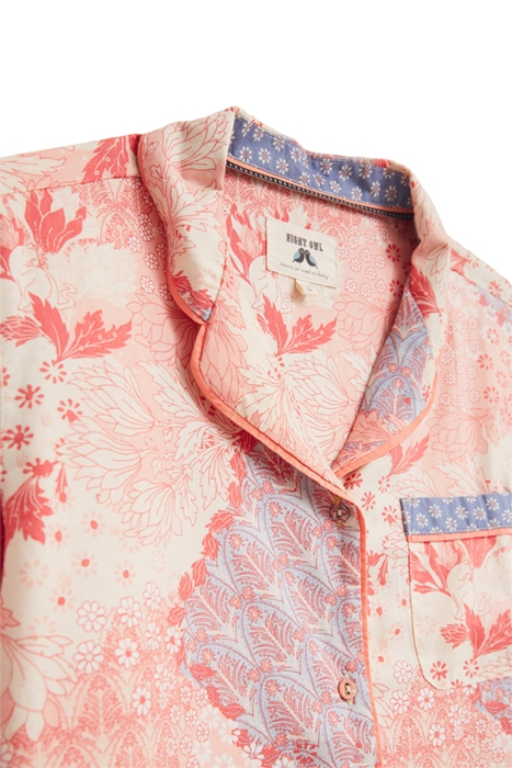 NINA WOVEN PJ SHIRT CORAL PRINT 5