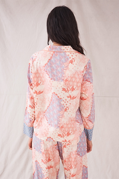 NINA WOVEN PJ SHIRT CORAL PRINT 3