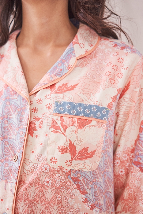 NINA WOVEN PJ SHIRT CORAL PRINT 4