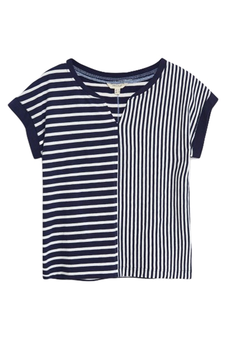 NELLY NOTCH STRIPE TEE NAVY MULTI 1