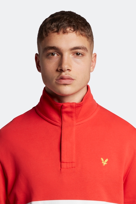 STRIPED FUNNEL NECK SWEAT FIRE RED 4