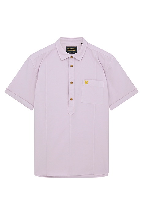 OVERDYED PANELLED OXFORD SS PULLOVER SHIRT LILAC SKY 5