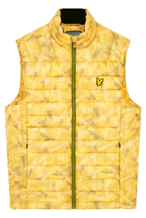 LIGHTWEIGHT QUILTED COLLAR GILET BAY GREEN PRINT 5