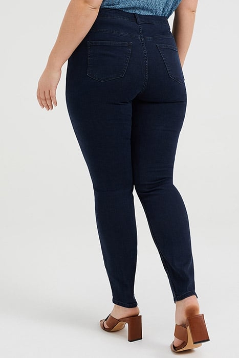 DAMES HIGH RISE SKINNY JEANS MET STRETCH - CURVE DARK BLUE 3